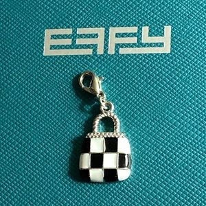 ❤️ NWOT - EFFY Black & White Checked Handbag Silvertone Hanging Charm* ❤️